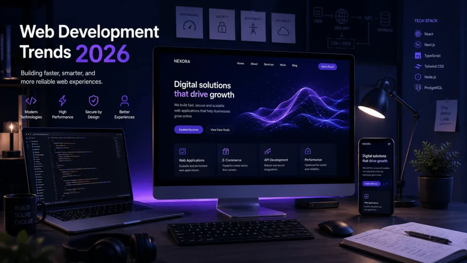 Web development trends 2026 including AI, performance and modern web technologies