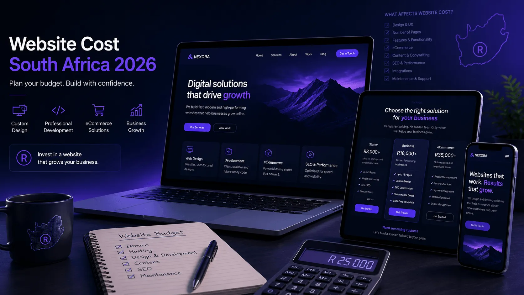 Website cost in South Africa in 2026 for professional web design and development